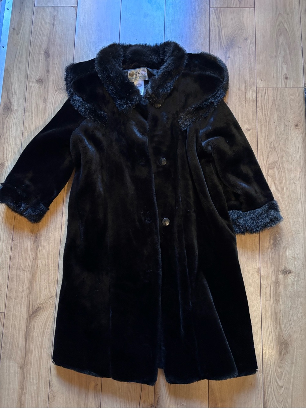 Vintage Black Faux Fur Coat